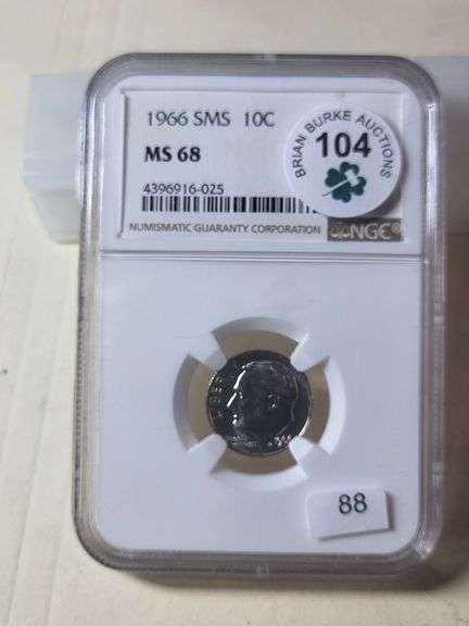 1966 SMS Roosevelt Dime NGC MS 68