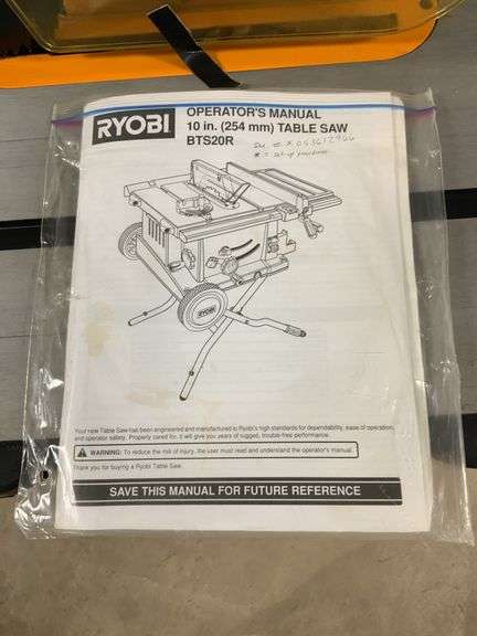 Ryobi 10 inch tablesaw on wheels