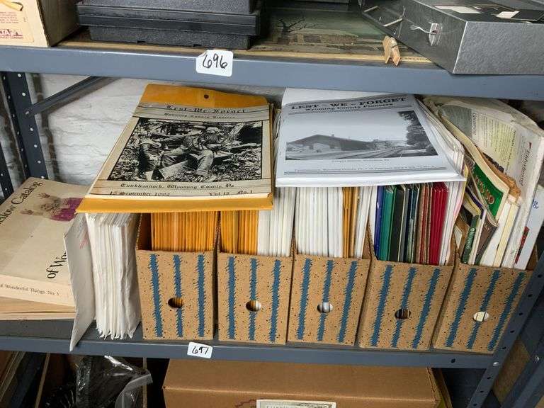 Shelf lot including Wyoming County historical Society, booklets and ...