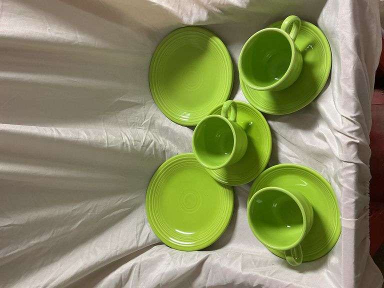 Fiesta Lemongrass 3- Tea Cups and Saucers, 2- Bread Butte Plates 7"