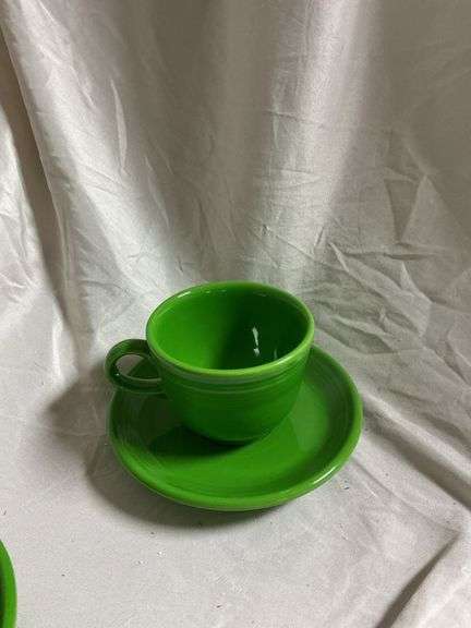 Fiesta Shamrock 3- Tea Cup and Saucer Plates, 2- Saucer Plates (color is slightly darker), 1- 18oz B