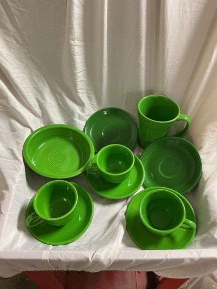 Fiesta Shamrock 3- Tea Cup and Saucer Plates, 2- Saucer Plates (color is slightly darker), 1- 18oz B