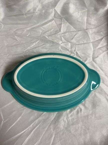 Vintage Fiesta Turquoise 1- Extra Large Butter Dish (No Cover), 1- Oval Individual Casserole Dish, 1