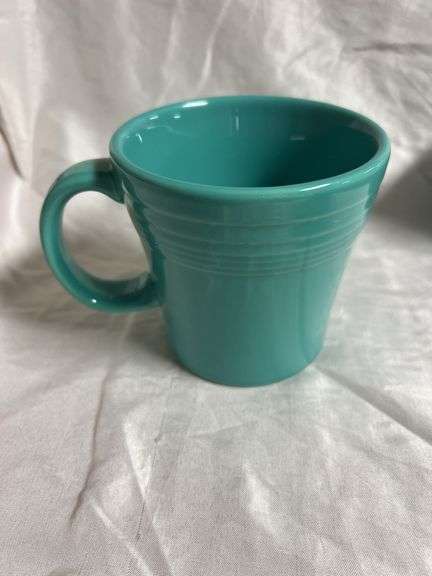 Vintage Fiesta Turquoise 3 - 15 oz Tapered Mugs, 1- Ring Handle, 1- Java Mug