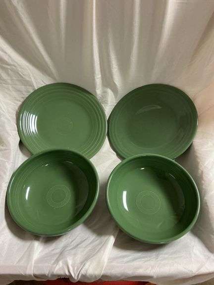 Fiesta Sage 2- Large Bistro Bowls, 2- Plates 9"