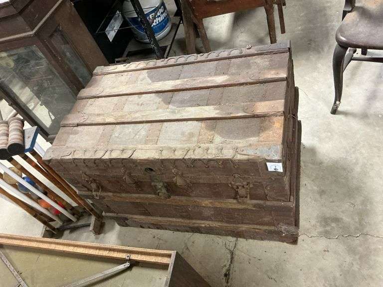 Antique Steamer Trunk F. J. Bryann