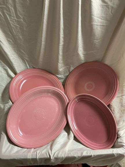Fiesta Rose Pink 2- 10 1/2 in serving platter, 1- 9 1/2in oval serving platter (vintage), 1- 11 1/2i