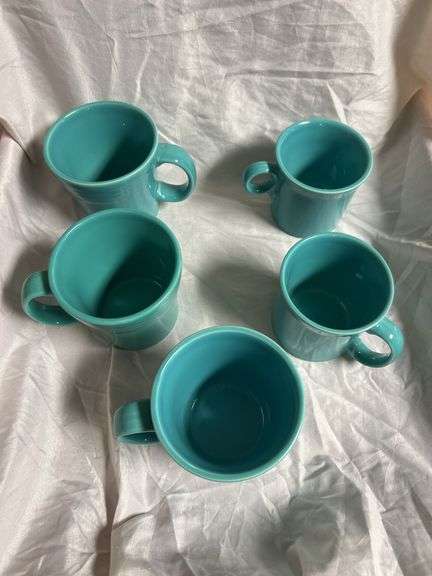 Vintage Fiesta Turquoise 3 - 15 oz Tapered Mugs, 1- Ring Handle, 1- Java Mug