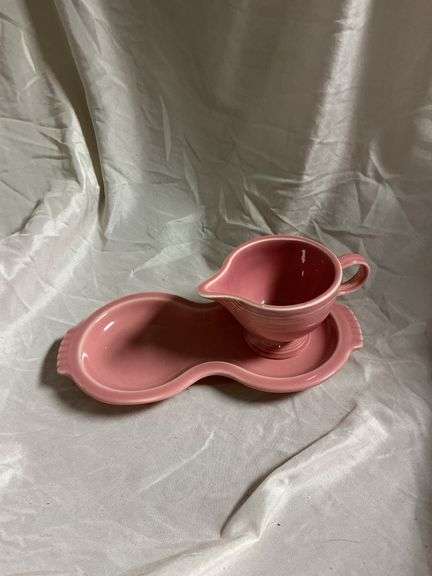 Vintage fiesta Rose Pink 1- salt & pepper shakers, 1- small disk pitcher, 1- cream and sugar saucer 