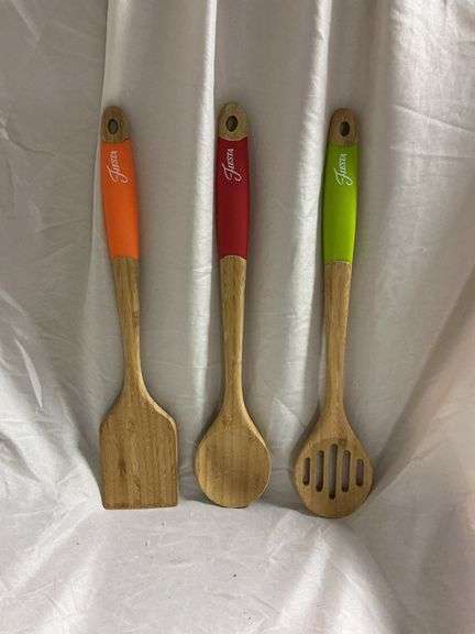 Set of 3 Bamboo and Silicone Utensils