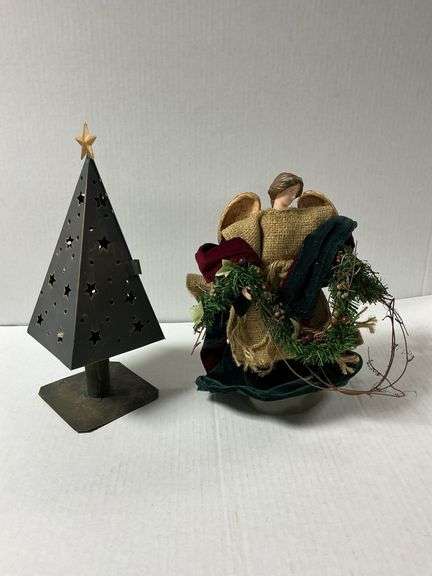 Christmas Angel and Metal Christmas Tree Decoration