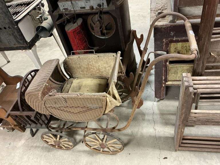 Antique Wicker Doll Carriage