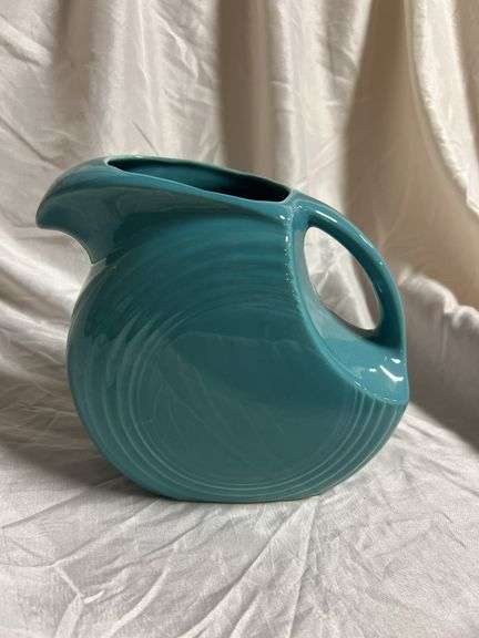 Vintage Fiesta Turquoise Disk Water Pitcher