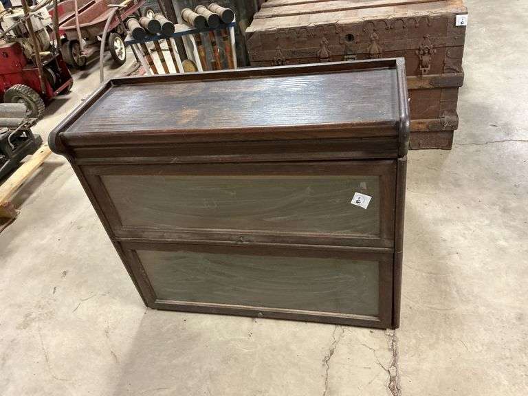 Vintage 3 Stack Wooden Lawyer Barrister Bookcase Shelf with Glass Doors