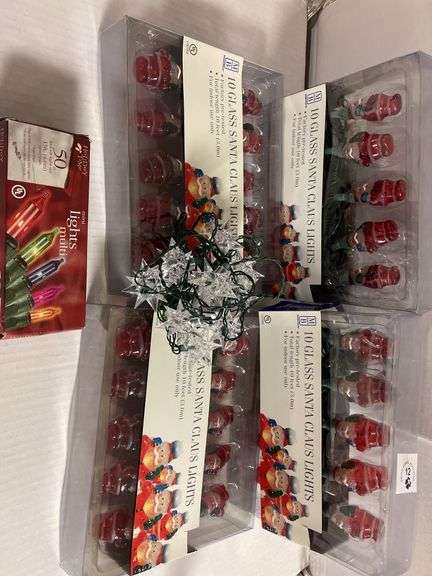 Christmas 10 Glass Santa Claus Lights (4), 50 Count Mini Multi Color Lights, Star Lights