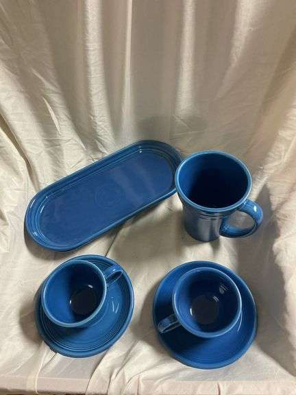 Fiesta Lapis 1- Oval Bread Tray, 2- Tea Cups & Saucers, 1- 18oz Bistro Latte Mug