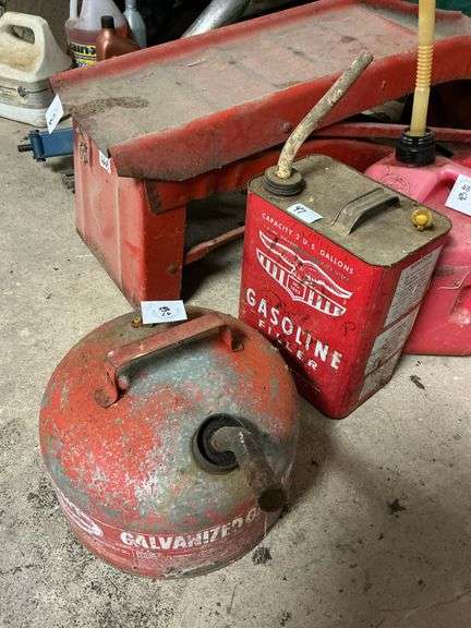 Vintage Eagle 2.5 Gallon Galvanized Gasoline Can, Vintage Eagle 2 Gallon Gasoline Filler Can