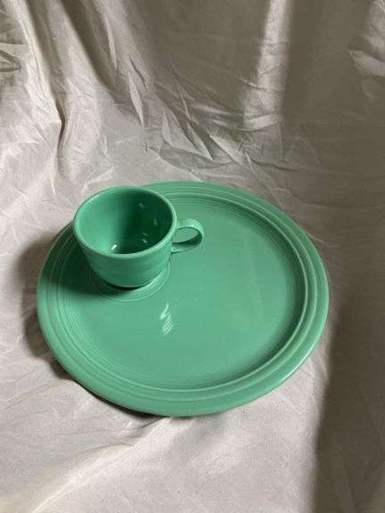 Fiesta Sea Mist 1- Ring Handle Mug, 1- Snack Plate with Tea Cup, 1- Oval Platter 13.5", 1- Sugar Dis