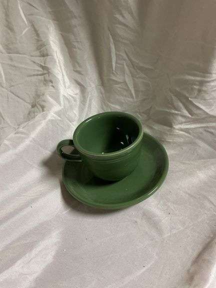 Fiesta Sage 4- Tea Cup and Saucer Sets and 2- Fruit/Dessert (Sauce) Bowls
