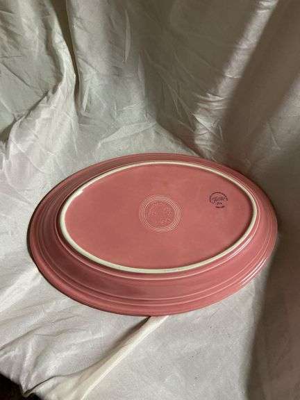 Vintage fiesta Rose Pink 1- 13 1/2in oval serving platter, 1- 12in round serving platter