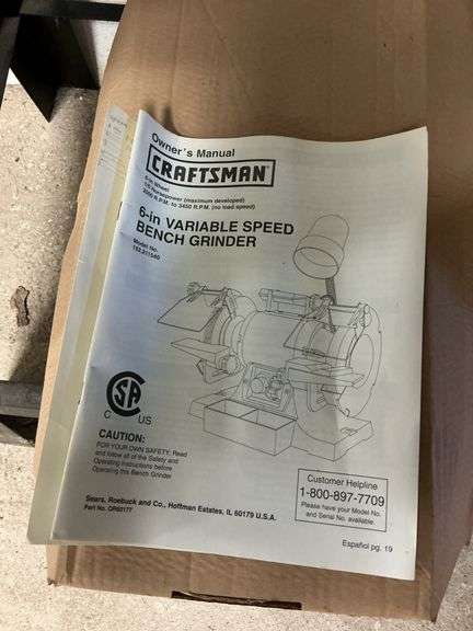 Craftsman 6" Variable Speed bench Cylinder Model 152.211540