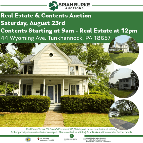 Real Estate & Contents Auction Wyoming Ave, Tunkhannock, PA 