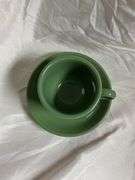 Fiesta Sage 4- Tea Cup and Saucer Sets and 2- Fruit/Dessert (Sauce) Bowls