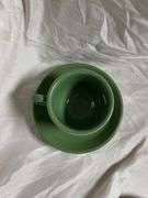 Fiesta Sage 4- Tea Cup and Saucer Sets and 2- Fruit/Dessert (Sauce) Bowls