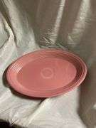Vintage fiesta Rose Pink 1- 13 1/2in oval serving platter, 1- 12in round serving platter
