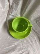 Fiesta Lemongrass 3- Tea Cups and Saucers, 2- Bread Butte Plates 7"