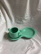 Fiesta Sea Mist 1- Ring Handle Mug, 1- Snack Plate with Tea Cup, 1- Oval Platter 13.5", 1- Sugar Dis