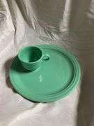Fiesta Sea Mist 1- Ring Handle Mug, 1- Snack Plate with Tea Cup, 1- Oval Platter 13.5", 1- Sugar Dis