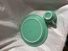 Fiesta Sea Mist 1- Ring Handle Mug, 1- Snack Plate with Tea Cup, 1- Oval Platter 13.5", 1- Sugar Dis
