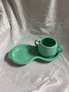 Fiesta Sea Mist 1- Ring Handle Mug, 1- Snack Plate with Tea Cup, 1- Oval Platter 13.5", 1- Sugar Dis