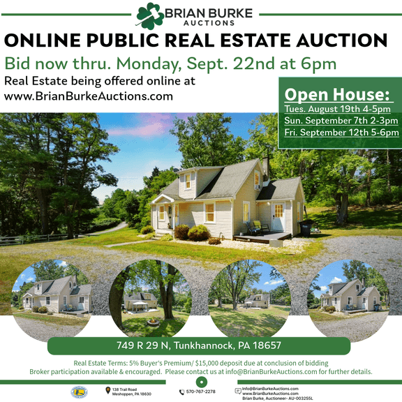 Online Real Estate Auction 749 SR 29 N Tunkhannock, PA