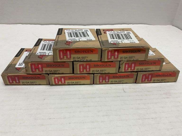 9 boxes of Hornady 20 ga SST 250 gr FTX slug shells
