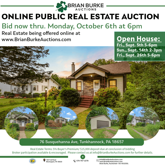 Online Real Estate Auction 76 Susquehanna Ave Tunkhannock, PA