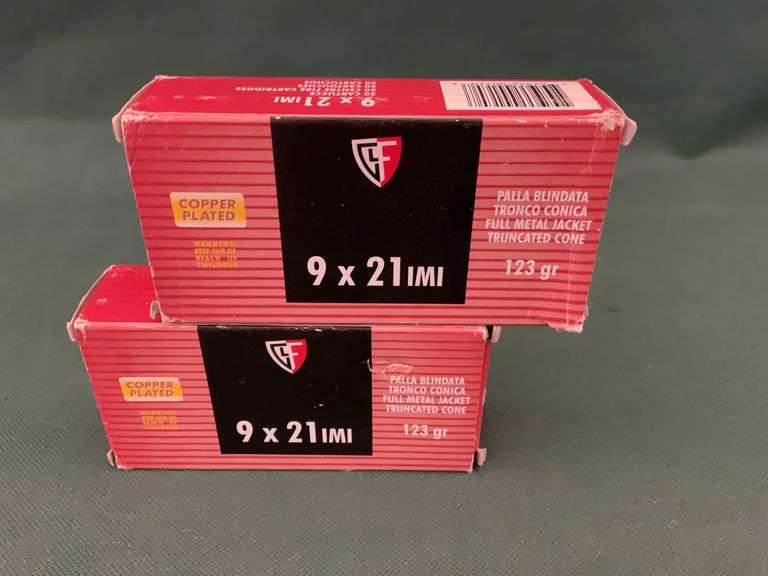 2 boxes of Fiocchi 9x21mm ammo, 123gr, 50rds/bx