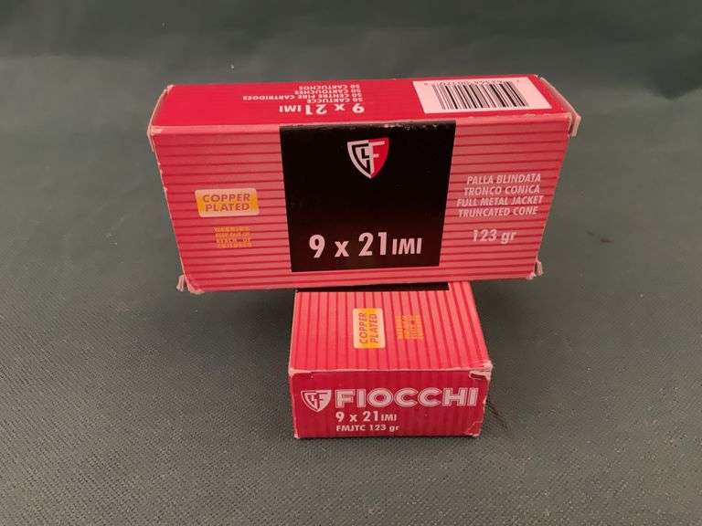 2 boxes of Fiocchi 9x21mm ammo, 123gr, 50rds/bx