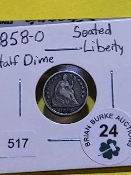 1858 O Liberty Seated Half Dime VG