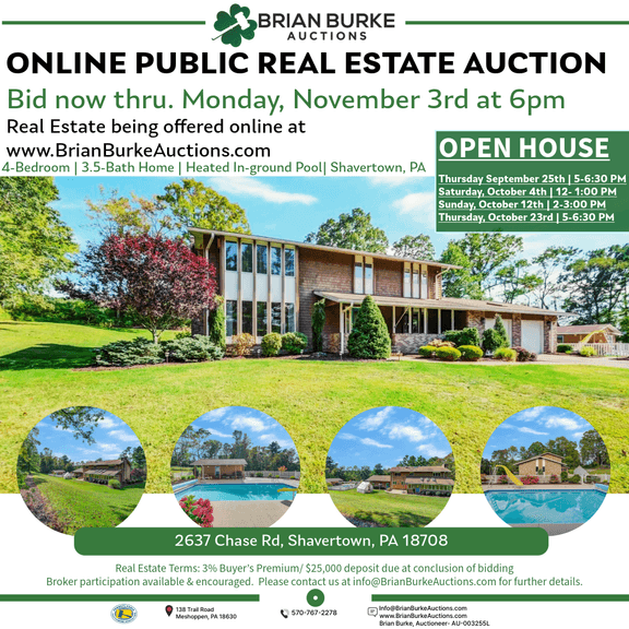 Online Real Estate Auction 2637 Chase Rd, Shavertown, PA 