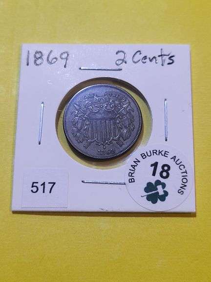 1869 2 Cents XF