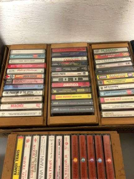 (84) Cassette Tapes in Wooden Napa Valley Cases