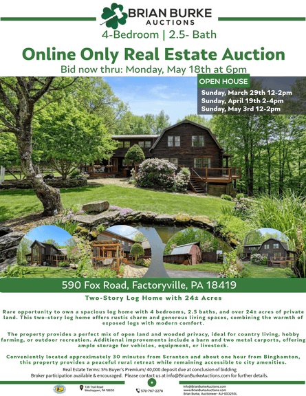 Online Real Estate Auction - 590 Fox Road, Factoryville PA 18419