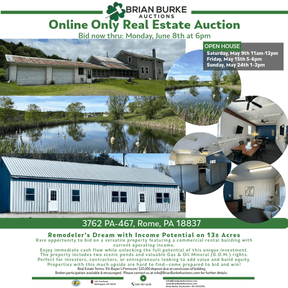 Online Real Estate Auction - 3762 PA-467, Rome, PA