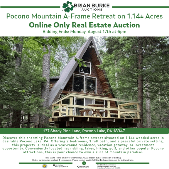 Pocono Mountain A-Frame Retreat on 1.14± Acres | Online Real Estate Auction