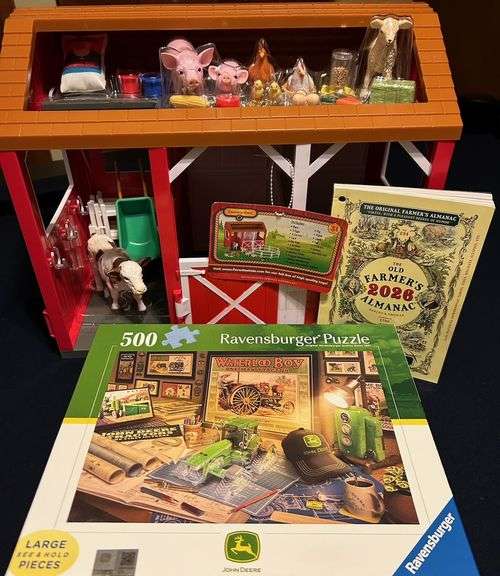 Play Farm Set, 2026 Farmers Almanac and John Deere Puzzle