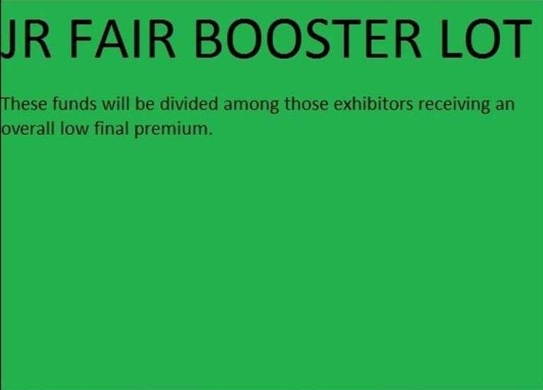 Jr Fair Boosters Lot . THESE FUNDS ARE DIVIDED UP AMONG EXHIBITORS WITH LOW END BIDS!
