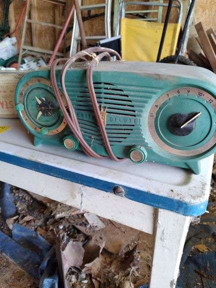 Barn: Vintage electronics includes box camera and porcelain top table