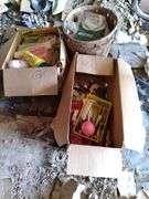 Barn: Vintage games, vintage clothing, flatware and cutlery